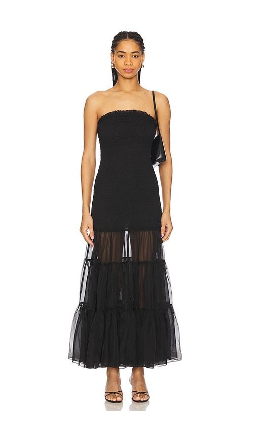 bardot azura strapless maxi dress in black.