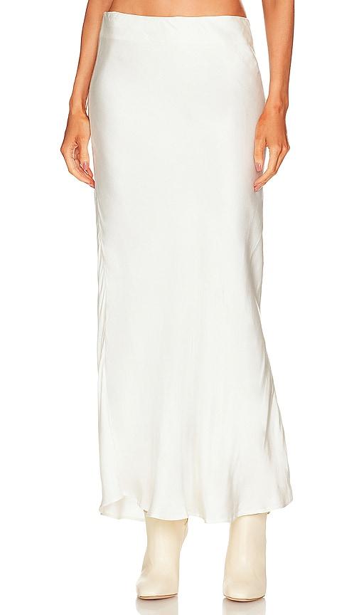 bardot azzura satin skirt in ivory.