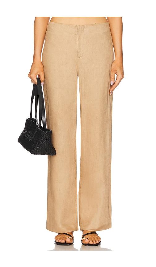 bardot balia hipster linen pant in beige.