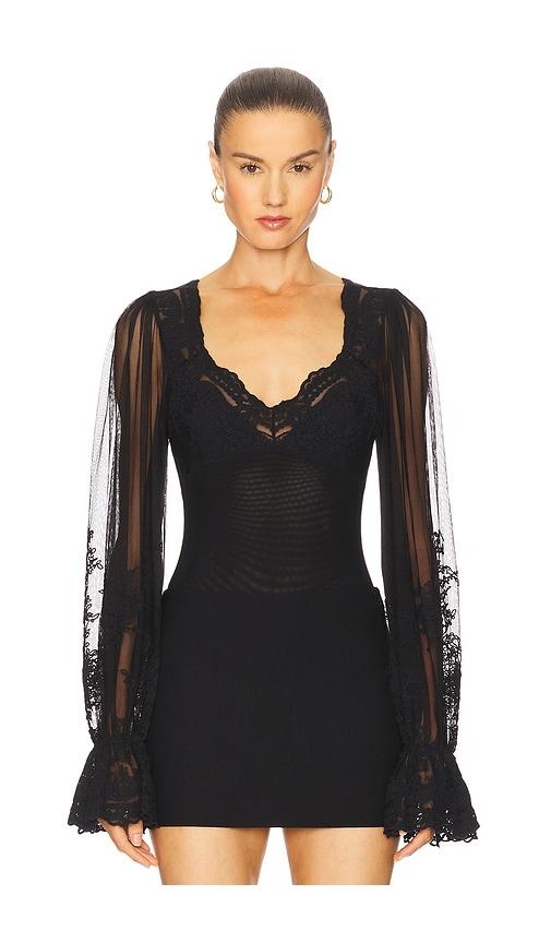 bardot bruna lace detail bodysuit in black.