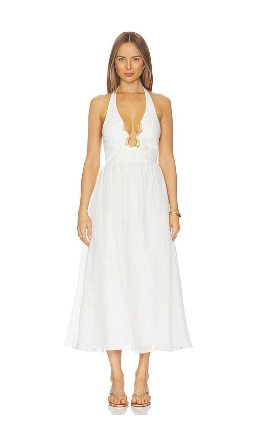 bardot cavarly ramie halter dress in ivory.