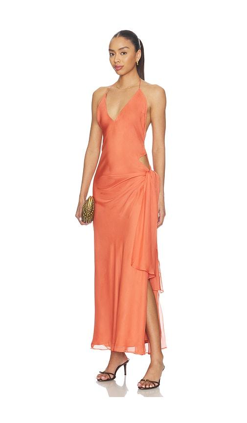 bardot cyrel cut out maxi dress in rust.