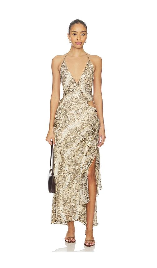 bardot cyrel printed maxi dress in grey.