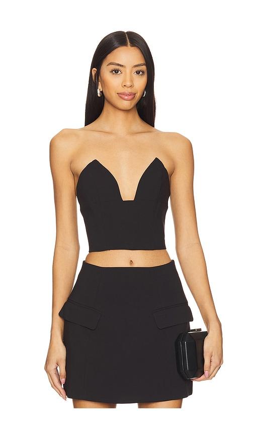 bardot delphi strapless crop top in black.
