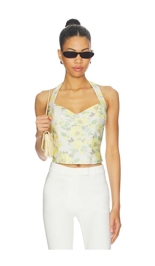 bardot deserae halter neck top in yellow.