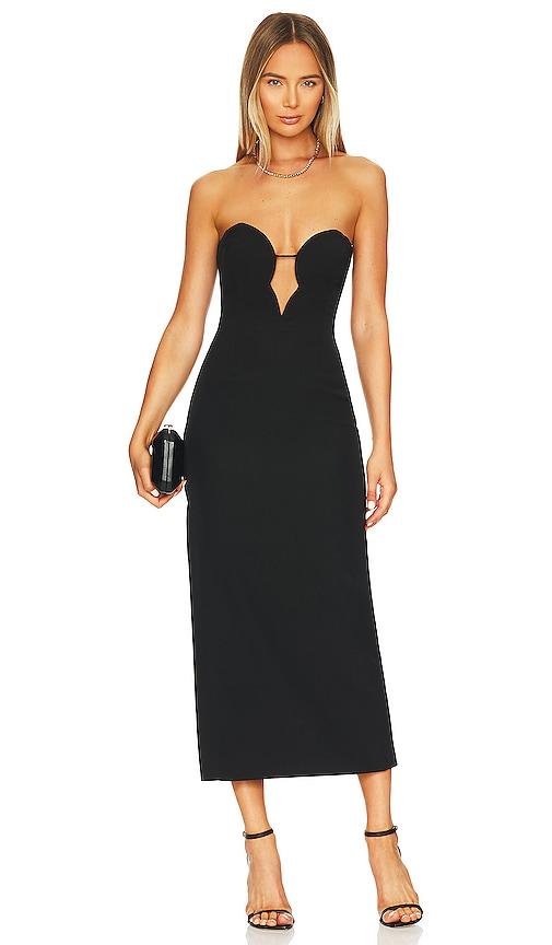 bardot eleni midi dress in black.
