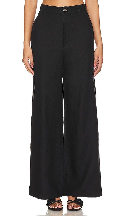 bardot enya linen pant in black.