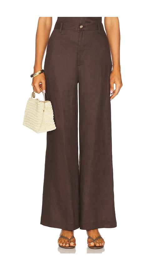 bardot enya linen pant in chocolate.