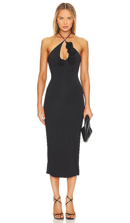 bardot erika midi dress in black.