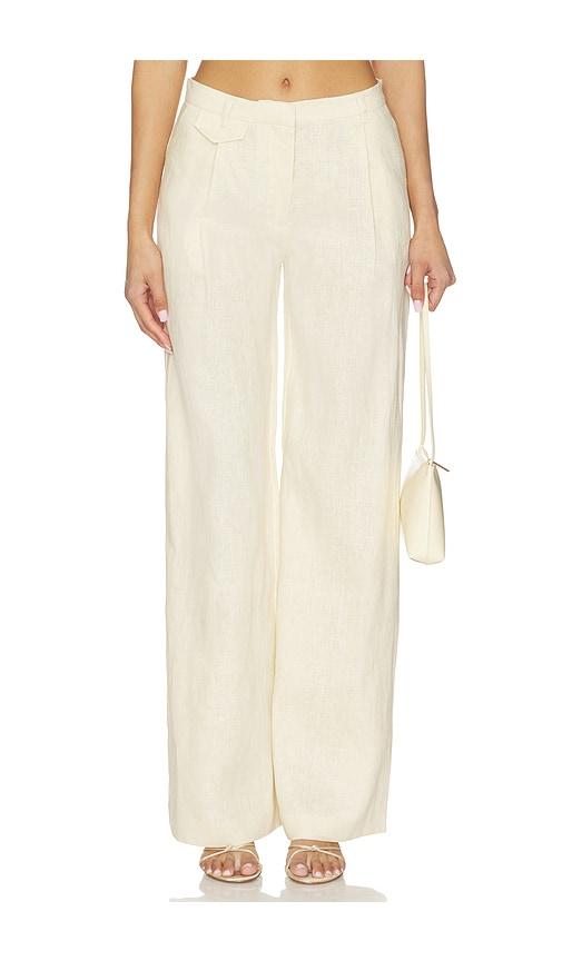 bardot geordy hipster linen pant in cream.