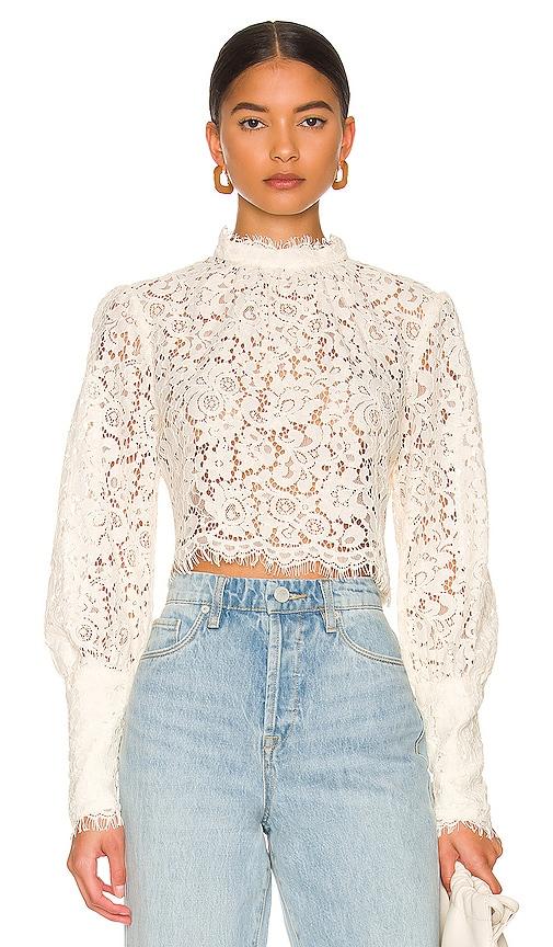 bardot georgia lace top in ivory.
