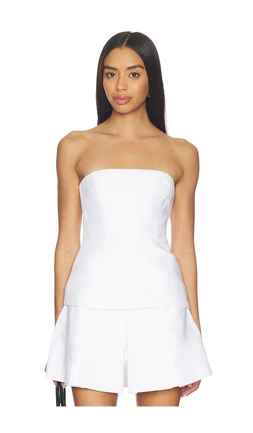bardot helenia linen strapless top in white.