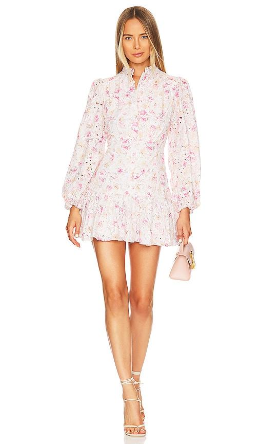 bardot hendry floral mini dress in blush.