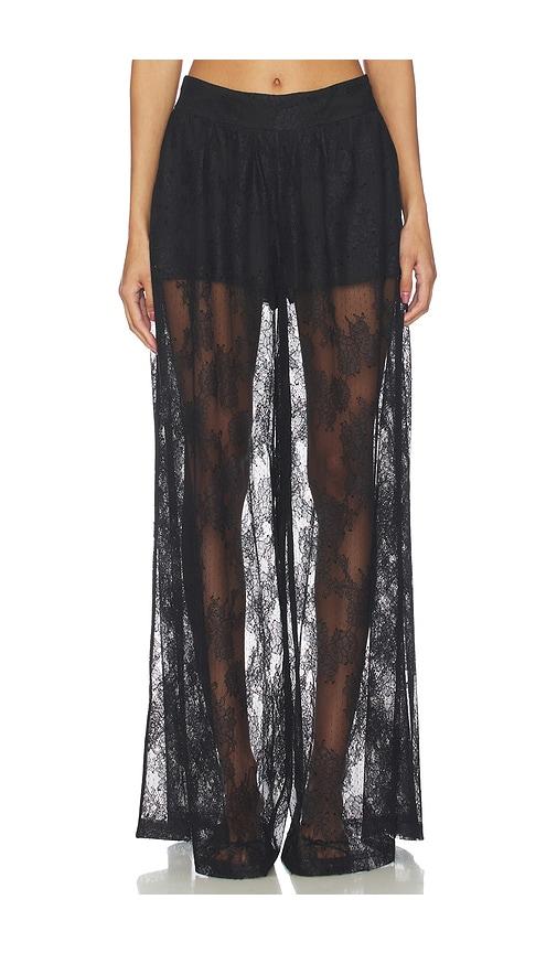 bardot hildie wide leg lace pant in black.