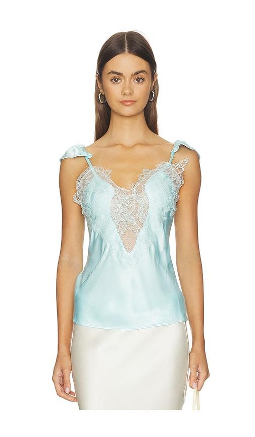 bardot ivy lace detail camisole in baby blue.