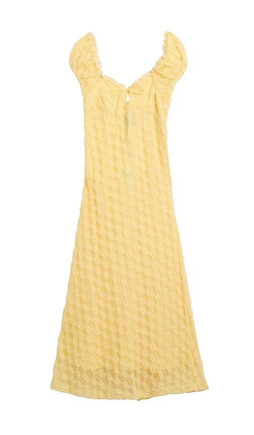 bardot junior claudine lace dress in yellow.