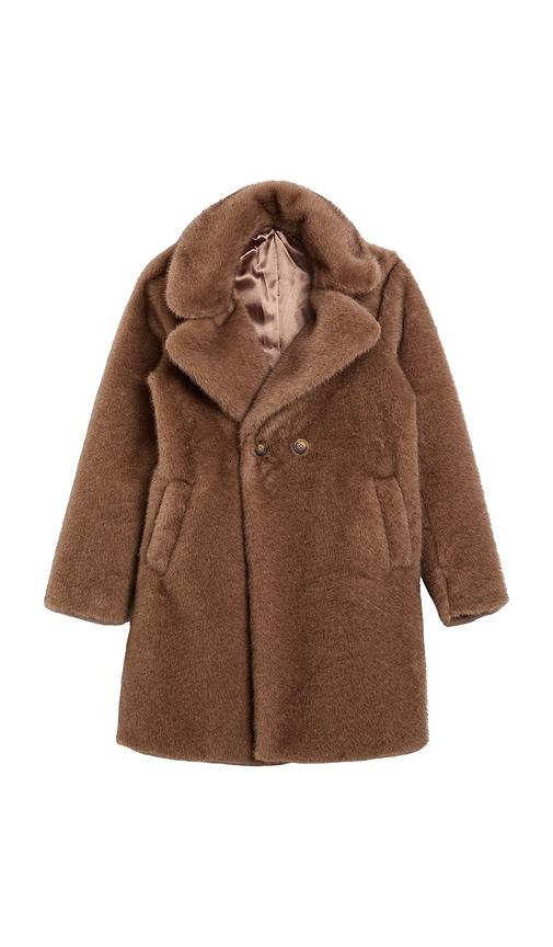 bardot junior letty faux fur coat in tan.
