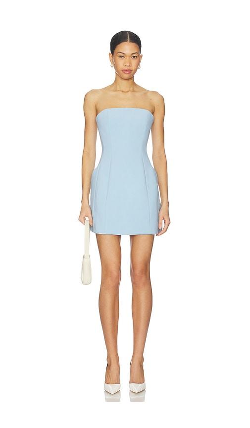 bardot karoline hourglass mini dress in baby blue.