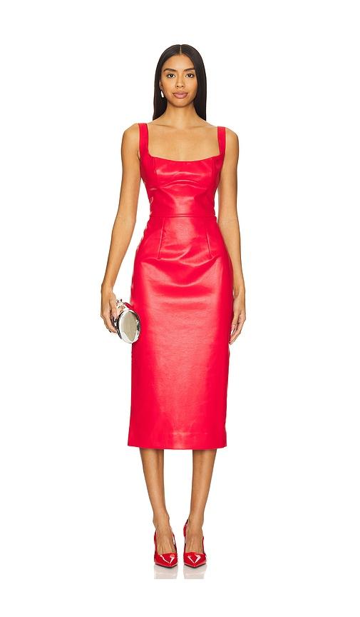 bardot kassy faux leather dress in red.