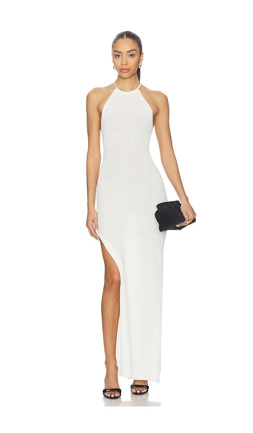 bardot larissa halter knit dress in ivory.