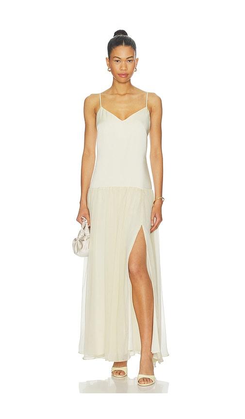 bardot linara halter neck maxi dress in ivory.