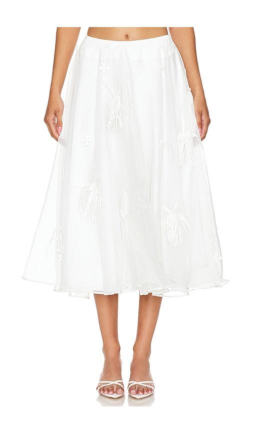 bardot marcelle midi skirt in white.