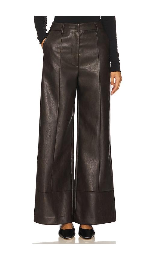 bardot marlowe faux leather pant in chocolate.