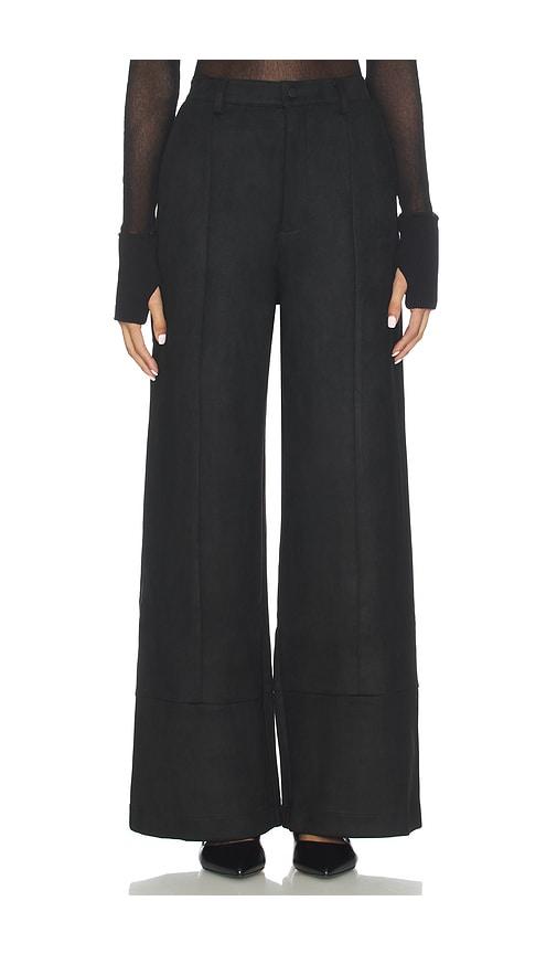 bardot marlowe faux suede pant in black.