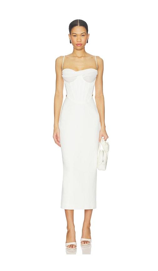 bardot martini midi dress in white.