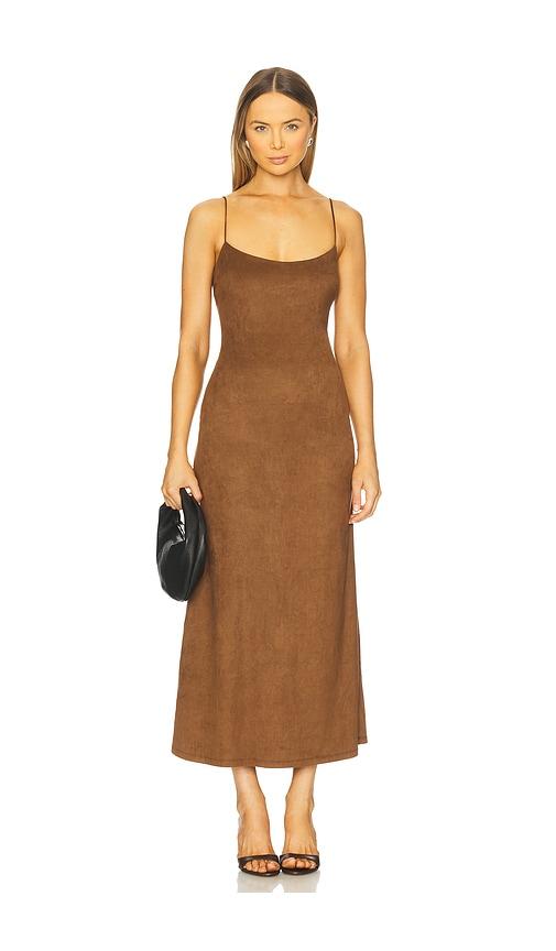 bardot nadira faux suede dress in chocolate.