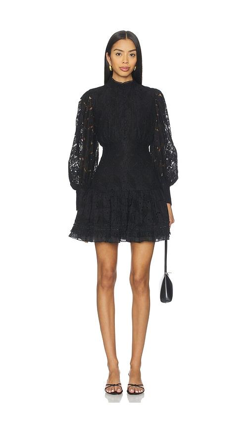 bardot olessia lace mini dress in black.