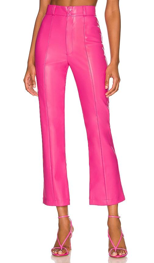 bardot polly faux leather pant in fuchsia.