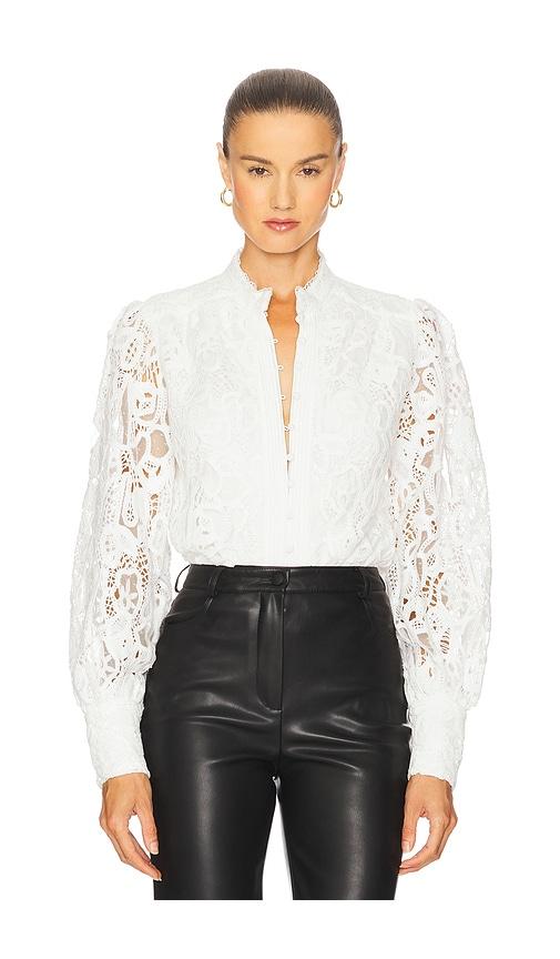 bardot remy lace bodysuit in white.
