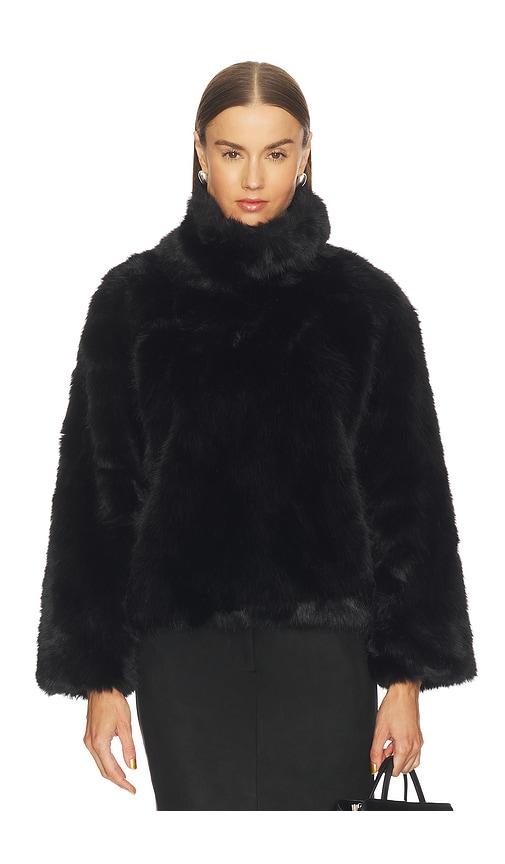 bardot renata faux fur jumper in black.