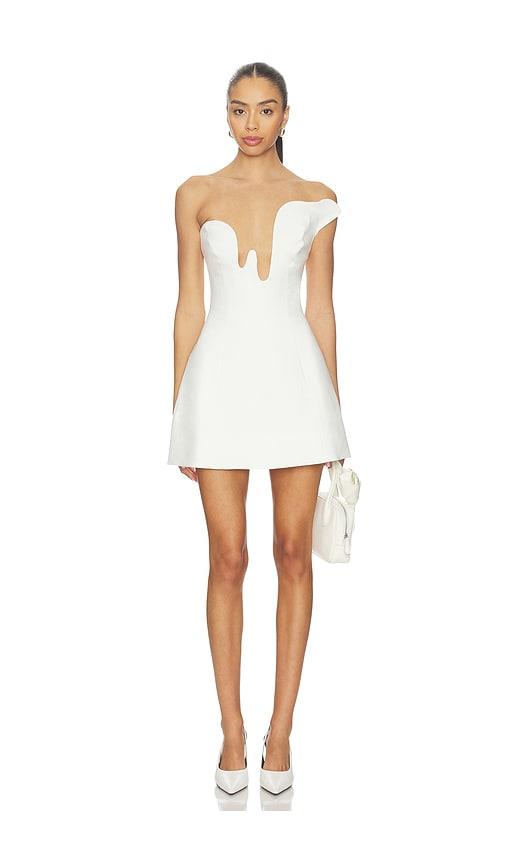 bardot rosalyn hourglass mini dress in white.