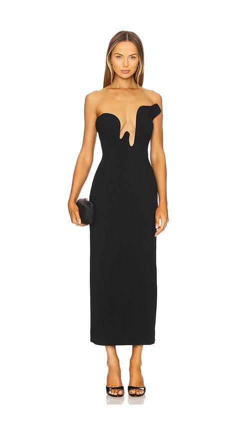 bardot rosalyn midi dress in black.