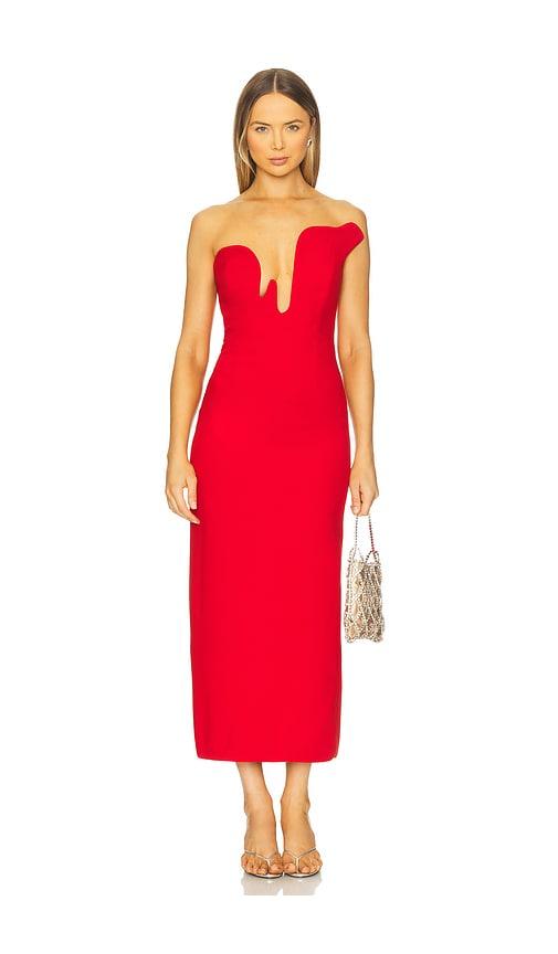 bardot rosalyn midi dress in red.