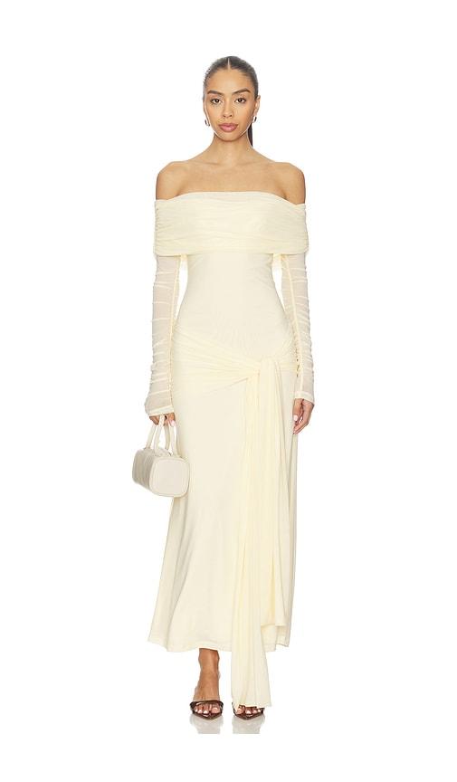 bardot selina tie front mesh dress in yellow.