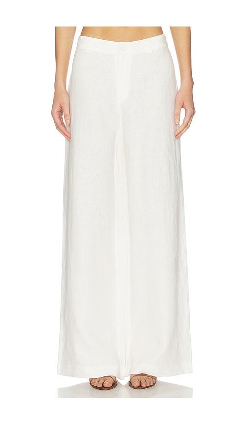 bardot serafina linen mid rise pant in ivory.