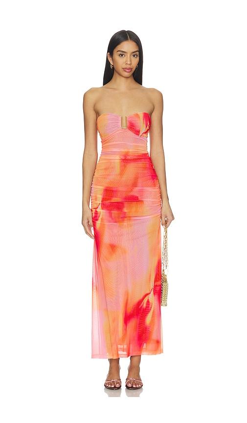bardot stephanie printed mesh dress in pink.