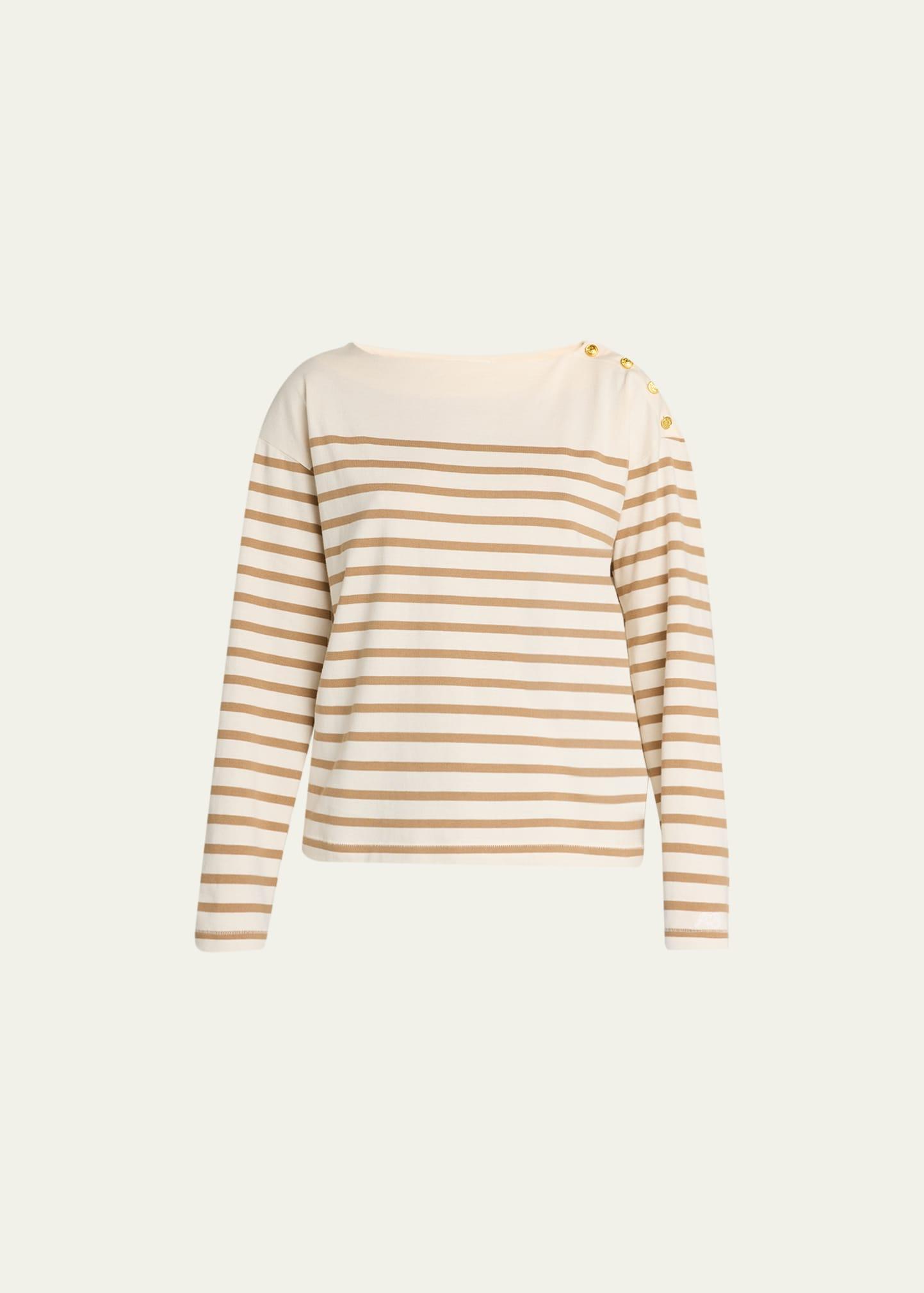 bardot striped long sleeve top