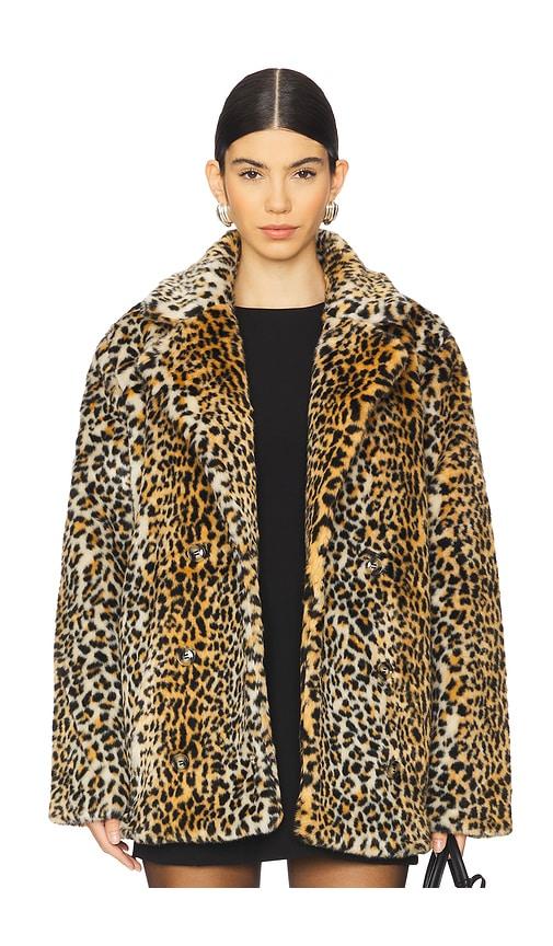 bardot vento faux fur coat in brown.