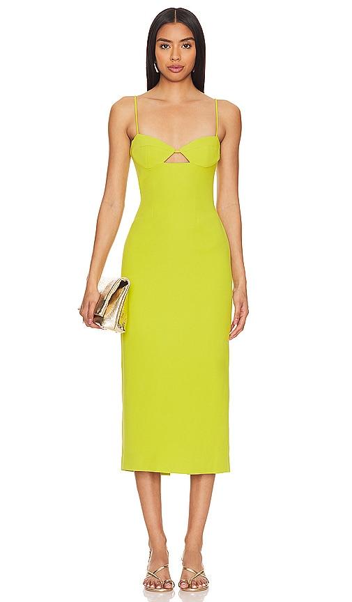 bardot vienna midi dress in green.