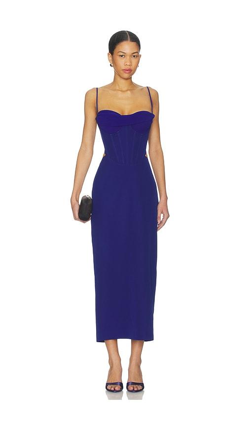 bardot x revolve martini midi dress in blue.