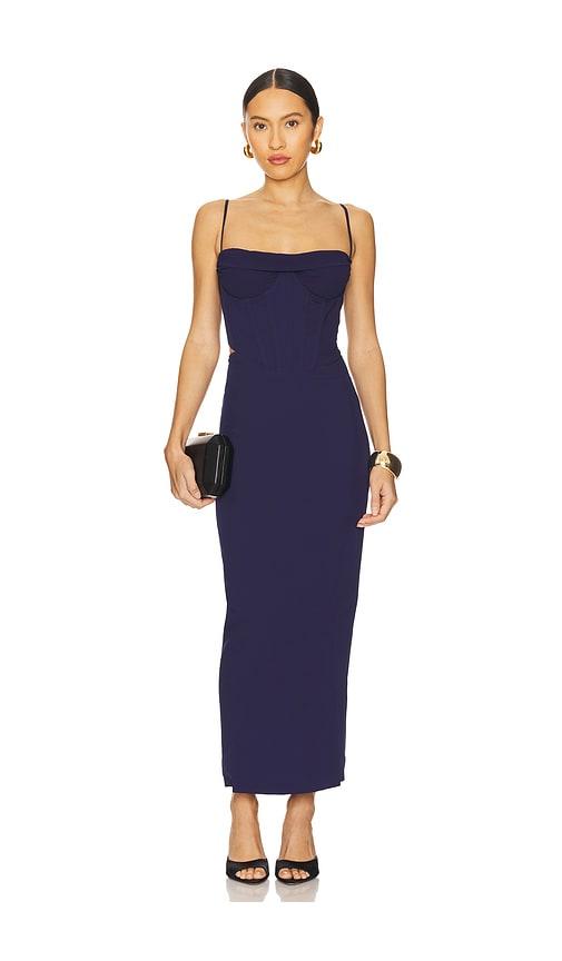 bardot x revolve martini midi dress in navy.