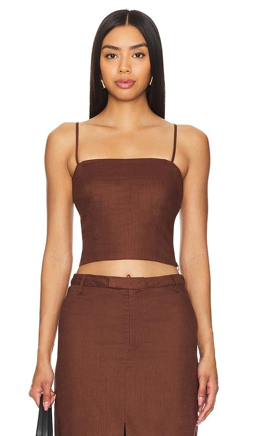 bardot x revolve sita top in chocolate.