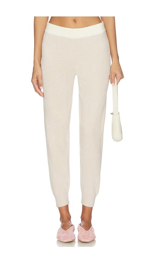 barefoot dreams cozy chic ultra lite color block jogger in tan.