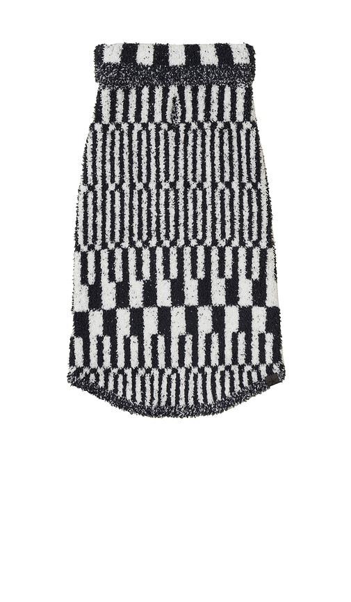 barefoot dreams cozychic abstract check pet sweater in black,white.