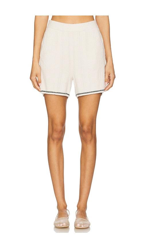 barefoot dreams cozychic light pointelle shorts in cream.