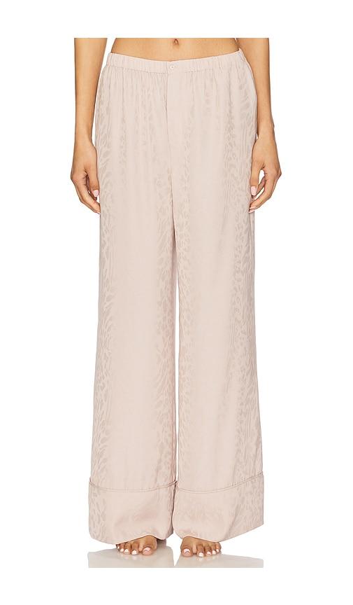 barefoot dreams washed satin jaquard pant in mauve.